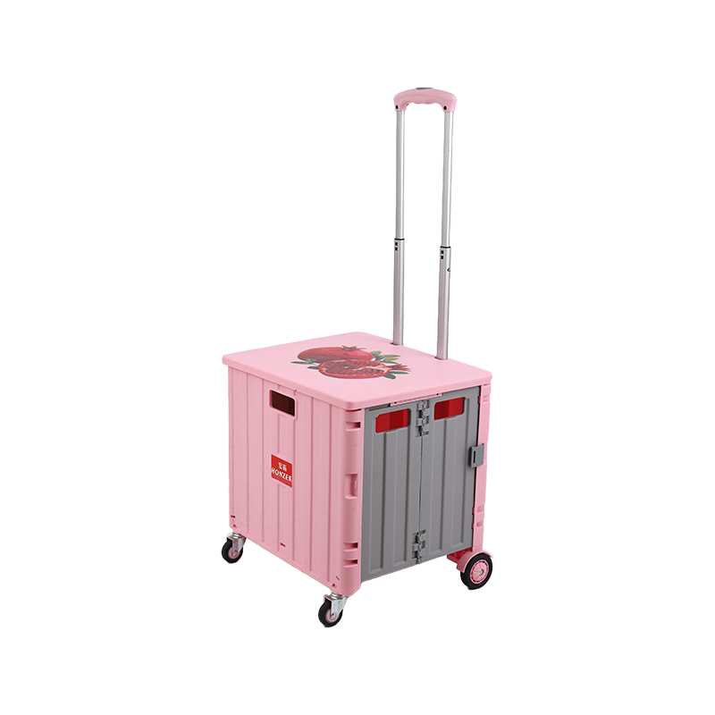 4 Wheels pack & roll cart Foldable Rolling Pull Cart Plastic Folding Shopping Trolley Cart For Supermarket folding shopping cart Manufacturers foldable box 
